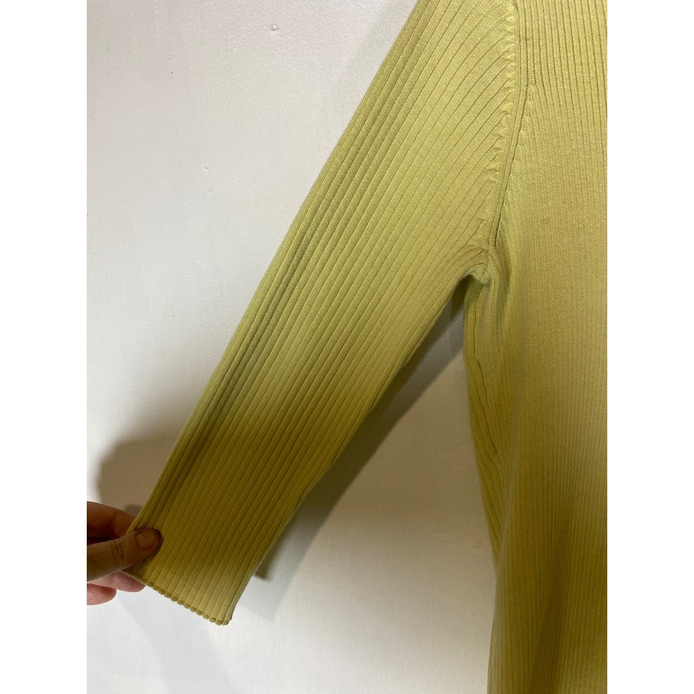 Preppy Butter Yellow Ribbed Henley Top Medium 3/4 Sleeve Y2K Cotton 00s 90s - Picture 3 of 7